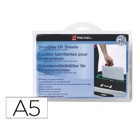 FOLHAS LUBRICANTES REXEL PARA DESTRUIDORA EMBALAGEM DE 20 FO