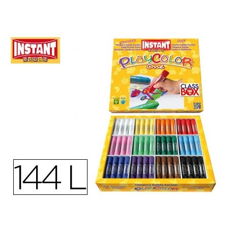 GUACHE SOLIDO EM BARRA INSTANT ESCOLAR CAIXA DE 144 UNIDADES