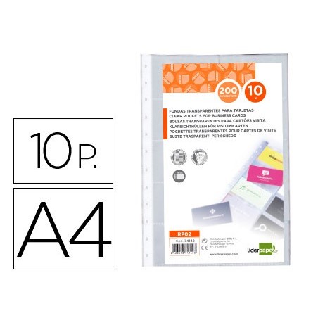 RECARGA PARA PORTA CARTOES LIDERPAPEL ANEIS DIN A4 BOLSA DE