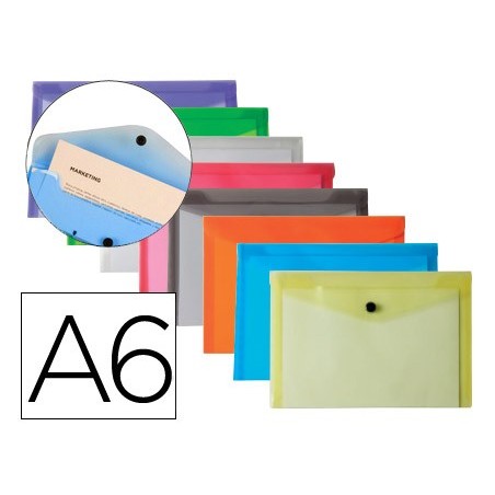 BOLSA PORTA DOCUMENTOS LIDERPAPEL, COM MOLA, A6, 12 CORES SO