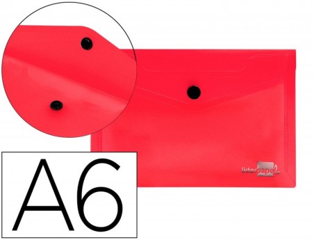 12un BOLSA PORTA DOCUMENTOS LIDERPAPEL, COM MOLA, A6, VERMEL