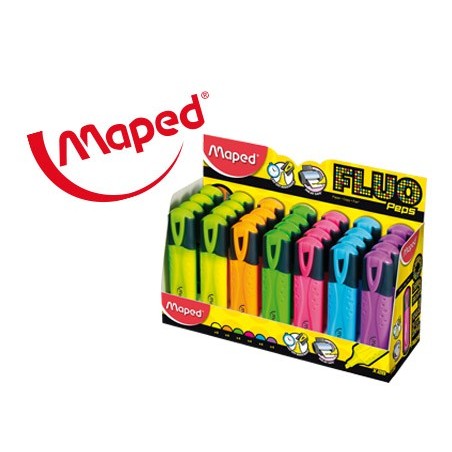 MARCADOR MAPED FLUO PEPS CLASSIC EXPOSITOR DE 28 UNIDADES CO