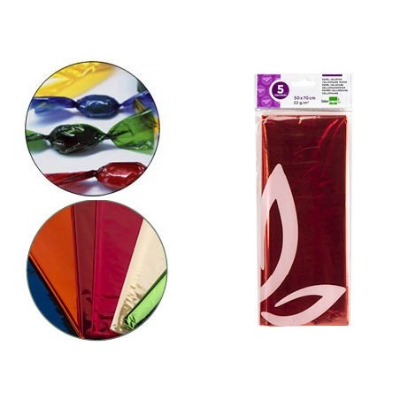 PAPEL CELOFANE LIDERPAPEL 50X70 CM 22G/M2 BOLSA DE 5 FOLHAS