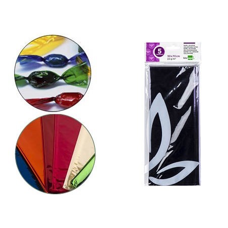 PAPEL CELOFANE LIDERPAPEL 50X70 CM 22G/M2 BOLSA DE 5 FOLHAS