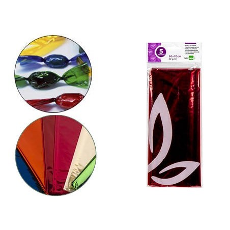 PAPEL CELOFANE LIDERPAPEL 50X70 CM 22G/M2 BOLSA DE 5 FOLHAS