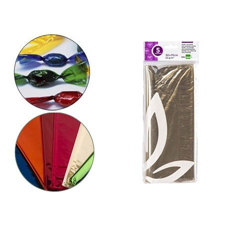 PAPEL CELOFANE LIDERPAPEL 50X70 CM 22G/M2 BOLSA DE 5 FOLHAS