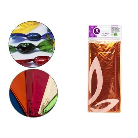 PAPEL CELOFANE LIDERPAPEL 50X70 CM 22G/M2 BOLSA DE 5 FOLHAS