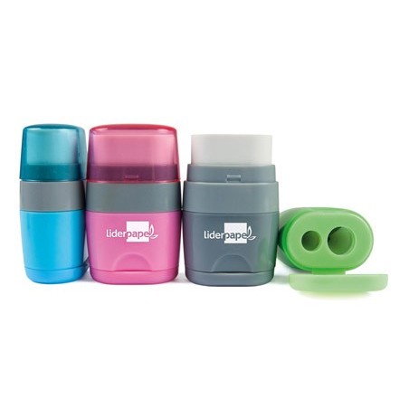 12un BORRACHA LIDERPAPEL COM APARA LAPIS DUPLO