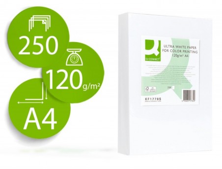 PAPEL FOTOCOPIA ULTRA WHITE Q-CONNECT DIN A4 120 GRAMAS EMBA