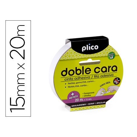 Fita adesiva plico dupla face 15mm x 20mt.