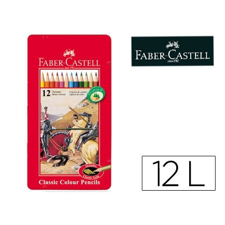 LAPIS DE CORES FABER CASTELL CAIXA  METALICA DE 12 CORES SOR