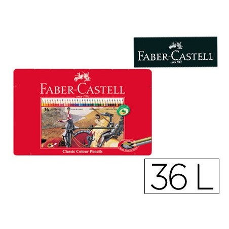 LAPIS DE CORES FABER CASTELL CAIXA  METALICA DE 36 CORES SOR