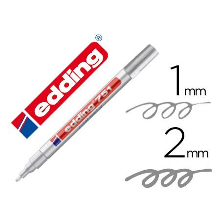 10un MARCADOR EDDING PONTA DE FIBRA 751 PRATA PONTA REDONDA