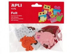 FIGURA EM FELTROS APLI COM FORMA DE ANIMAIS BOLSA DE 18 UNID
