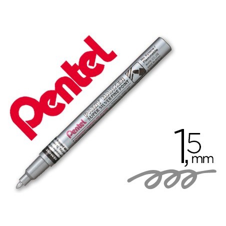 12un MARCADOR PENTEL PERMANENTE MSP10-Z PRATEADO PARA PINTUR