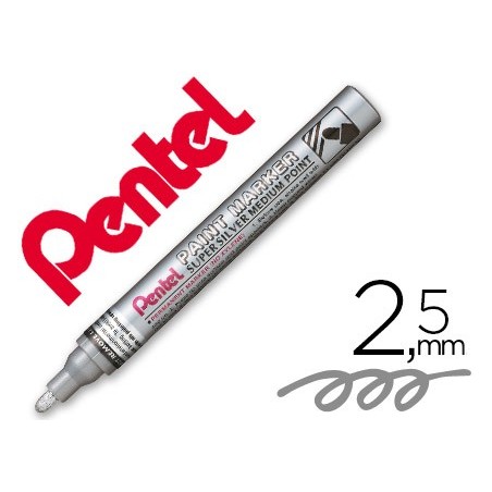 12un MARCADOR PENTEL PERMANENTE MMP10-Z PRATEADO PARA PINTUR