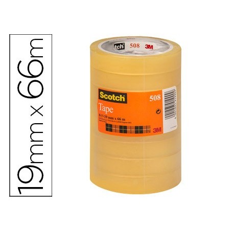 FITA ADESIVA SCOTCH TRANSPARENTE 19MMX66 MT PACK DE 8