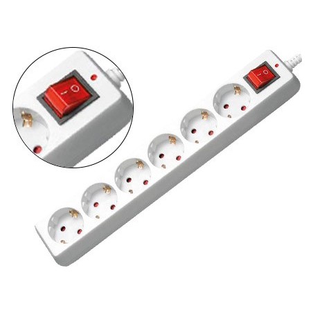 EXTENSÃO 6 TOMADAS MEDIARANGE BRANCA COM INTERRUPTOR COMPRIM