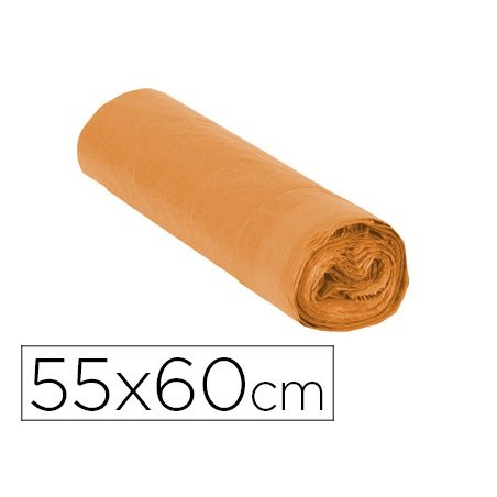 SACO DE LIXO DOMESTICO LARANJA COM AUTO FECHO  55 X 60 CM  R