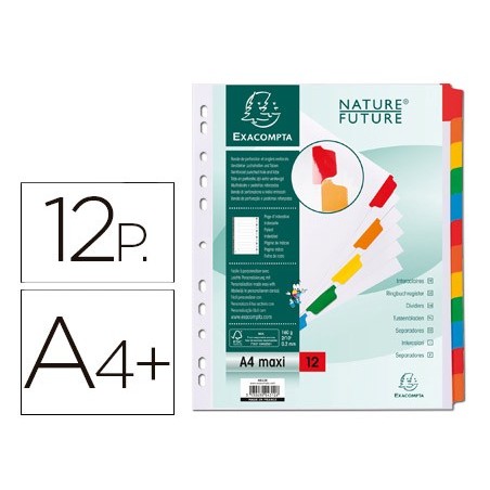 SEPARADOR EXACOMPTA CARTOLINA BRANCO CONJUNTO DE 12 SEPARADO
