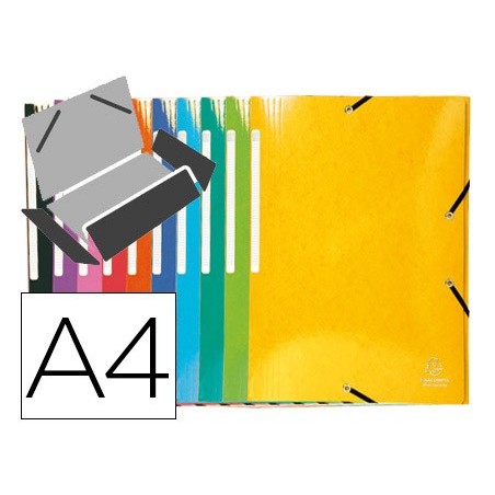 25un PASTA EXACOMPTA DE ELASTICOS DIN A4 3 ABAS CARTOLINA CO