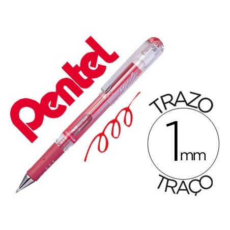 12un ROLLER PENTEL HYBRID GEL K230M PONTA DE 1,0 MM COR VERM
