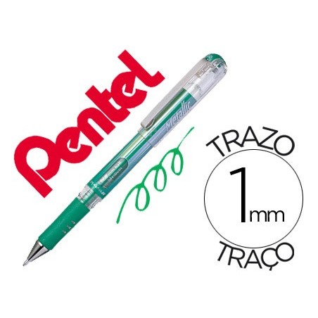 12un ROLLER PENTEL HYBRID GEL K230M PONTA DE 1,0 MM COR VERD