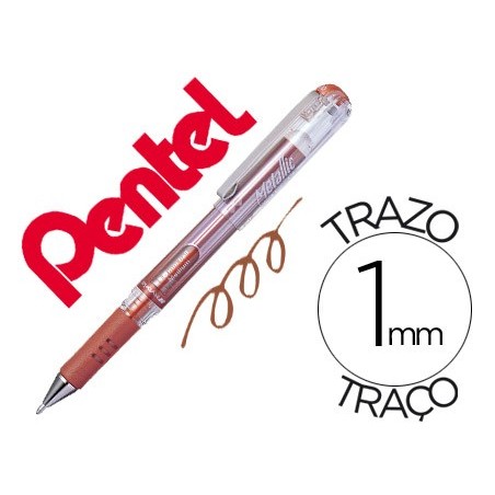 12un ROLLER PENTEL HYBRID GEL K230M PONTA DE 1,0 MM COR BRON