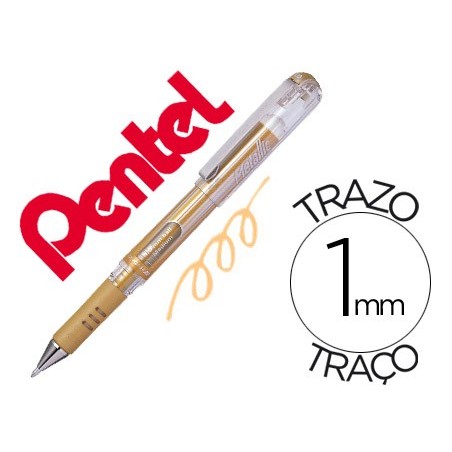 12un ROLLER PENTEL HYBRID GEL K230M PONTA DE 1,0 MM COR OURO