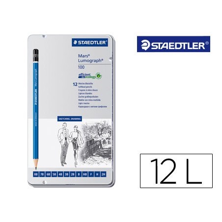 LAPIS DE GRAFITE STRAEDTLER MARS LUMOGRAPH 100 CAIXA METALIC