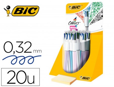 20un ESFEROGRAFICA BIC QUATRO CORESSHINE CORES METALIZADAS P
