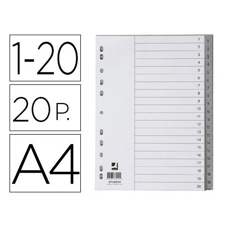 SEPARADORES NUMERICOS Q-CONNECT PLASTICO 1-20 JOGO DE 20 SEP