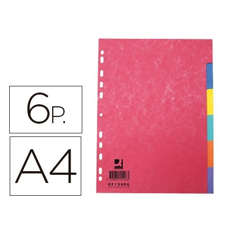 SEPARADOR Q-CONNECT CARTOLINA BRILHO CONJUNTO DE 6 SEPARADOR