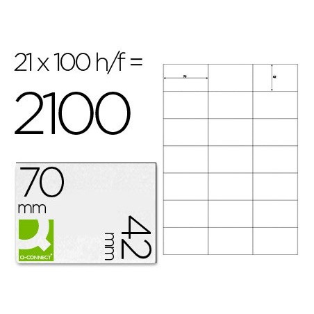 ETIQUETAS ADESIVAS A4, Q-CONNECT, 70 X 42 MM
