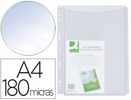 BOLSA MULTIPERFURADA Q-CONNECT COM FOLE DIN A4 PVC 180 MICRO