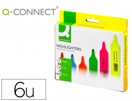 MARCADOR Q-CONNECT FLUORESCENTE PONTA BISELADA - ESTOJO DE 6