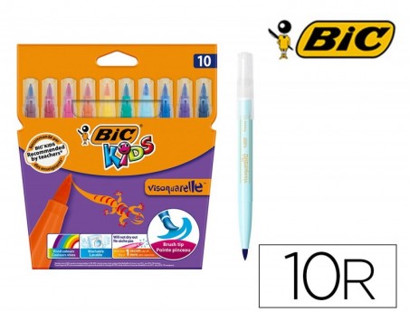 MARCADOR BIC KIDS VIS AQUARELLE ESTOJO DE 10 CORES PONTA PIN