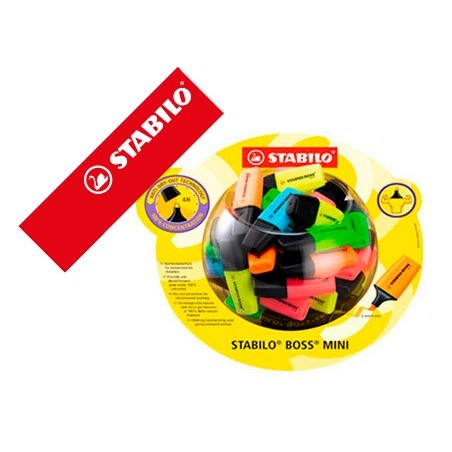 MARCADOR STABILO BOSS MINI FLUORESCENTE EXPOSITOR FRASCO DE