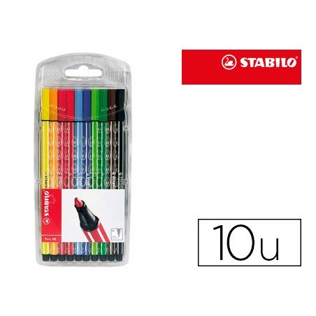 MARCADOR STABILO AGUARELAVEL PEN 68 ESTOJO DE 10 CORES SORTI