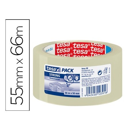 FITA ADESIVA TESA TRANSPARENTE STRONG 66 MT X 50 MM PARA EMB