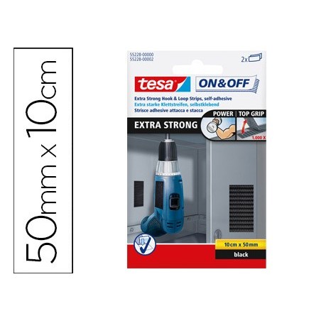 VELCRO AUTOADESIVO TESA PRETO TIRAS 10 CM X 50 MM BLISTER DE