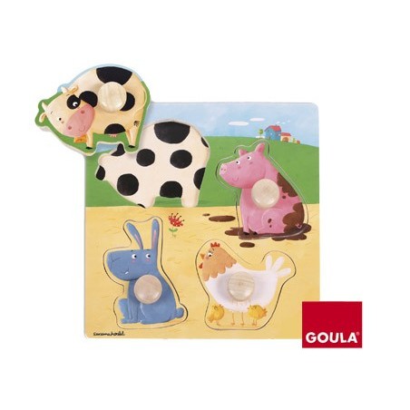 PUZZLE GOULA MADEIRA 4 PEÇAS ANIMAIS QUINTA COR