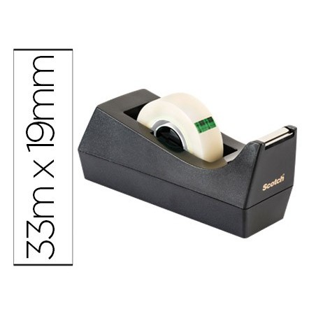 PORTA ROLO SECRETARIA SCOTCH C38 PRETO INCLUI 3 ROLOS DE FIT