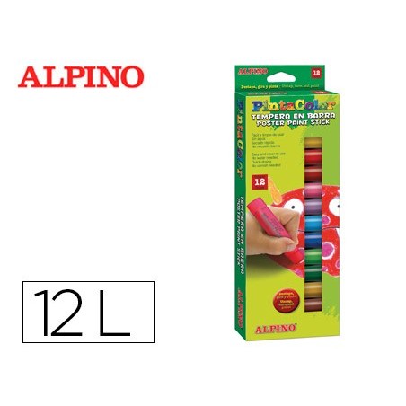 GUACHE EM BARRA ALPINO PINTACOR CAIXA DE 12 CORES SORTIDOS