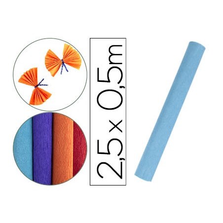 PAPEL CREPE FLORISTA LIDERPAPEL 50 CM X 2,5 M 85G/M2 CELESTE