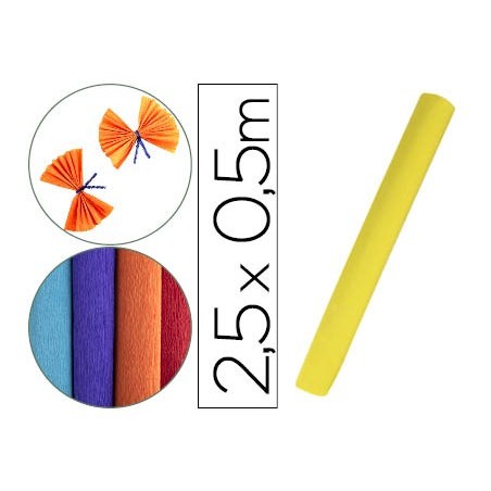 PAPEL CREPE FLORISTA LIDERPAPEL 50 CM X 2,5 M 85G/M2 AMARELO