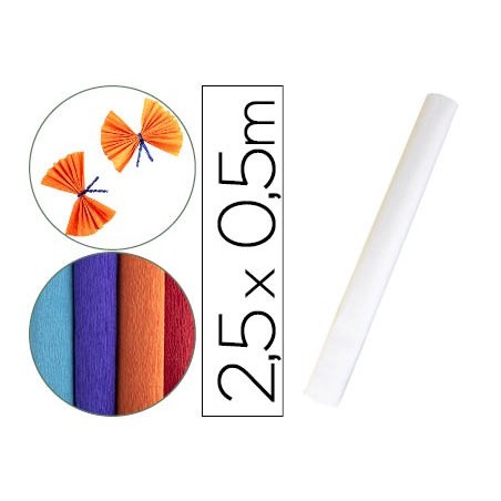 PAPEL CREPE FLORISTA LIDERPAPEL 50 CM X 2,5 M 85G/M2 BRANCO