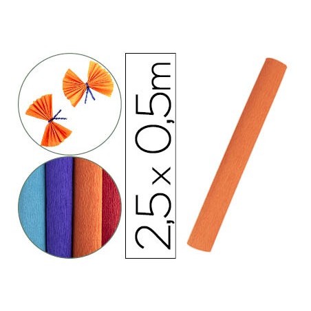 PAPEL CREPE FLORISTA LIDERPAPEL 50 CM X 2,5 M 85G/M2 LARANJA