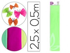 PAPEL CREPE LIDERPAPEL 50 CM X 2,5 M 34G/M2 VERDE FLUORESCEN