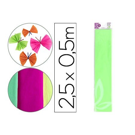 PAPEL CREPE LIDERPAPEL 50 CM X 2,5 M 34G/M2 VERDE FLUORESCEN